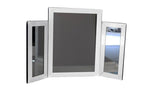 White Mirrored Dressing Table Set with Stool & Table Mirror – High-Shine Glass, Beveled Edges, and Durable MDF Frame