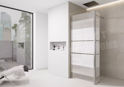 White Printed Shower Screen Walk in Wet Room Enclosure 8mm Easy Clean Tempered Glass
