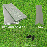 Per SQM Composite WPC Decking Boards Embossed Woodgrain Plastic kit incl - 2.2 meter long boards