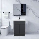 Bathroom Vanity Unit Sink Cabinet Grey Basin Storage Furniture Door Toilet