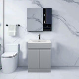 Bathroom Vanity Unit Sink Cabinet Grey Basin Storage Furniture Door Toilet