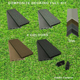 Per SQM Composite WPC Decking Boards Embossed Woodgrain Plastic kit incl - 2.2 meter long boards