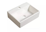 Bathroom Wash Sink Basin Wall Hung Rectangular Ceramic Countertop White 390-510