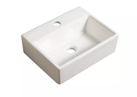Bathroom Wash Sink Basin Wall Hung Rectangular Ceramic Countertop White 390-510
