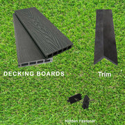Per SQM Composite WPC Decking Boards Embossed Woodgrain Plastic kit incl - 2.2 meter long boards