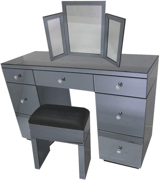 Smoke Grey Mirror Glass bedroom furniture table stool dresser dressing Dirty Pro Tools Smoke Grey Mirror Glass bedroom furniture table stool dresser dressing Dirty Pro Tools