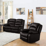 Black Recliner Sofa Leather bonded Reclining Lazyboy Sofa Suite Sofas Chair 3 2 or 1 