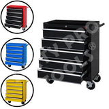 Large 5 Drawer Rollcab Garage Professional Tool Chest Box With US Ball Bearing Slides Drawers