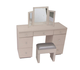 Pink Mirrored Dressing Console Table Mirror Stool