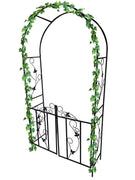 Metal Garden Arch With Gate Archway For Climbing Plants Ornament