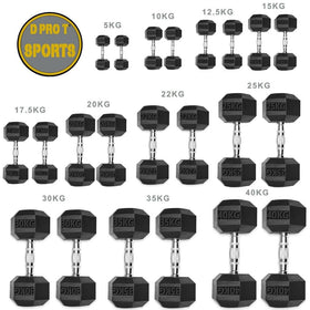 Dumbbells Rubber Encased Weights Sets, Hexagonal Dumbbell Gym Pairs