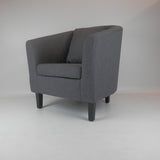Linen Fabric Tub Chair Armchair for Living Room Dining Office Reception Faux