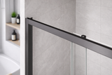 Clear Glass Sliding Shower Door with Black Frame – 6mm Quick‑Release Rollers On Door for Easy Clean