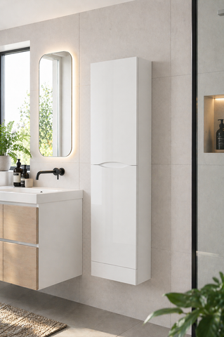 1600mm Smile Wall Hung Gloss Storage Unit Floating Bathroom Cabinet Soft Close Doors