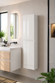 1600mm Handleless Wall Hung Gloss Storage Unit Floating Bathroom Cabinet Soft Close Doors