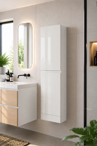 1600mm Handleless Wall Hung Gloss Storage Unit Floating Bathroom Cabinet Soft Close Doors