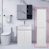 Handleless Bathroom High Gloss White Floor Standing Vanity Unit Sink Cabinet White Basin Storage Furniture Door Toilet