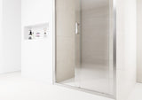 Clear Glass Sliding Shower Door with Chrome Frame – 6mm Quick‑Release Rollers On Door for Easy Clean