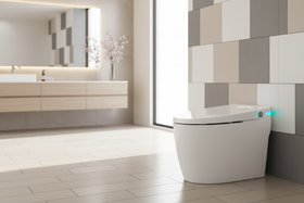 Ceramic Intelligent Smart WC Toilet - P-trap, Automatic Flush, Foot Sensor, Remote Controlled, Heated Seat, and Self-Cleaning Nozzle