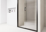 Clear Glass Sliding Shower Door with Black Frame – 6mm Quick‑Release Rollers On Door for Easy Clean