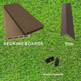 Per SQM Composite WPC Decking Boards Embossed Woodgrain Plastic kit incl - 2.2 meter long boards