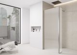 Fluted Walk-In Shower Screen 8mm Tempered Easy-Clean Glass with Chrome Trim