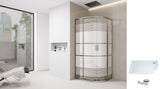 Quadrant Shower Enclosure White Print Slimline Stone Tray 700 800 900 - Chrome Frame
