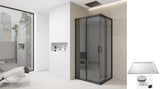 Corner Shower Enclosure Black Tint Sliding Doors Walk-In Cubicle 700mm 800mm 900mm