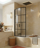 Luxury 6mm Pivot Bath Shower Screen Black, Chrome or Grid, Clear/Tinted Glass