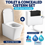Rimless Back to Wall Toilet with Soft Close Seat & Dual Flush Concealed Cistern