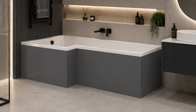 L‑Shaped Bath Front Panel 1700mm Modern Gloss White, Grey or Silver