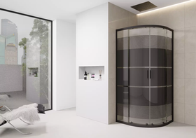 Quadrant Shower Enclosure Black Print Slimline Stone Tray 700 800 900 - Black Frame