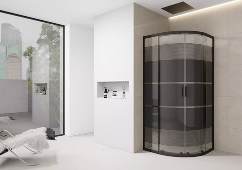 Quadrant Shower Enclosure Black Print Slimline Stone Tray 700 800 900 - Black Frame