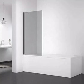 Bath Shower Screen Black Tint, Chrome or Grid Folding Glass Panel 800 by 1400mm