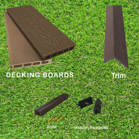 1 Square Meter Composite Decking Set Boards, Edging & Fixings Included