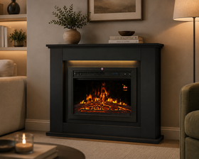 Modern Electric Fireplace with Remote Control & LED Log Fire Effect