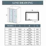 Clear Glass Sliding Shower Door with Chrome Frame – 6mm Quick‑Release Rollers On Door for Easy Clean