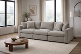 Beige Modular Scandinavian Sofa 1, 2 or 3 Seater | Linen Fabric | Left/Right Corner & Ottoman