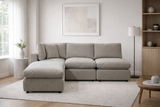 Beige Modular Scandinavian Sofa 1, 2 or 3 Seater | Linen Fabric | Left/Right Corner & Ottoman
