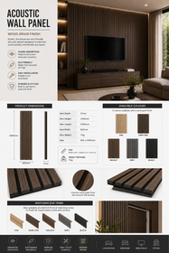 Acoustic 3D Timber Oak Slatted Wall Panel - 2400x600 - Natural Decor