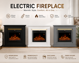 Modern Electric Fireplace with Remote Control & LED Log Fire Effect