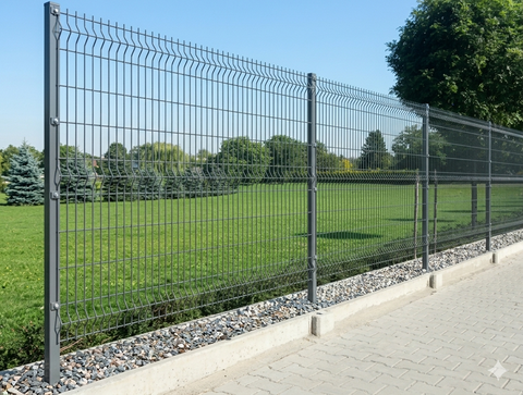 1.8m High V Mesh Security Fence - Powder Coated Grey, Anti-Climb, Easy Installation
