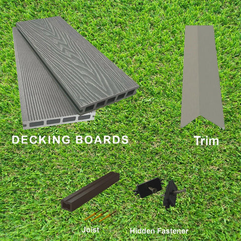1 Square Meter Composite Decking Set Boards, Edging & Fixings Included