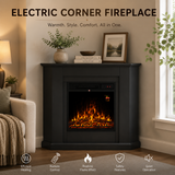 Modern Corner Electric Fireplace with Remote Control, Triangle LED Log Fire, and Stylish Mantle