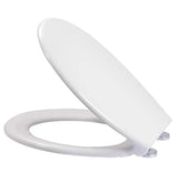 Soft Close Bathroom Toilet Seat – Anti-Slam, White Plastic, Chrome Fittings