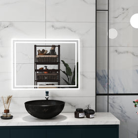 Luxury LED Bathroom Mirror with Anti-Foggi Demister, Touch Sensor, and Illuminated Wall Lights