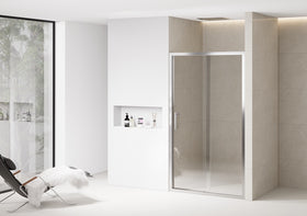 Clear Glass Sliding Shower Door with Chrome Frame – 6mm Quick‑Release Rollers On Door for Easy Clean