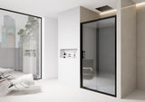 Tinted Grey Sliding Shower Door with Black Frame – 6mm Quick‑Release Rollers On Door for Easy Clean
