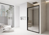 Clear Glass Sliding Shower Door with Black Frame – 6mm Quick‑Release Rollers On Door for Easy Clean