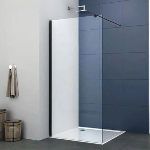 Walk In Shower Screen Black or Enclosure Flipper Wet Room 8mm Easy Clean Glass